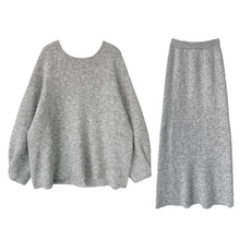 Load image into Gallery viewer, Korean Back Button Knit Sweater Skirt Two-piece Set
