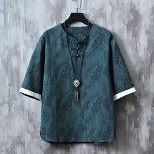Load image into Gallery viewer, Round Neck Jacquard Short Sleeve Shirt
