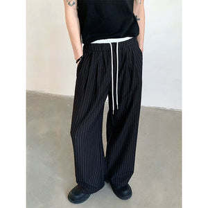 Retro High Waist Drape Striped Casual Pants