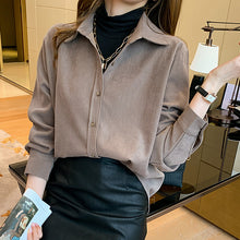 Load image into Gallery viewer, Spring and Autumn Thickened Solid Color Loose Shirt
