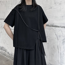 Load image into Gallery viewer, Japanese Style Irregular Round Neck Loose T-shirt
