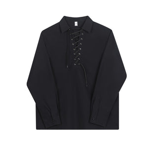 Tie-strap Casual Pullover Shirt