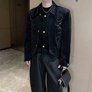 Vintage Embroidered Shoulder Pad Jacket