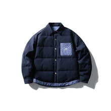 Load image into Gallery viewer, Plaid Patchwork Faux Two-piece Down Shirt Jacket
