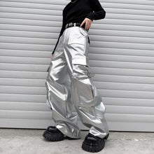 Load image into Gallery viewer, Silver Cargo Pants Stage Performance Outfit
