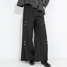 Load image into Gallery viewer, Women's Side Snap Button Draped Wide-leg Trousers
