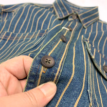 Load image into Gallery viewer, Vintage Distressed Washed Denim Striped Shirt
