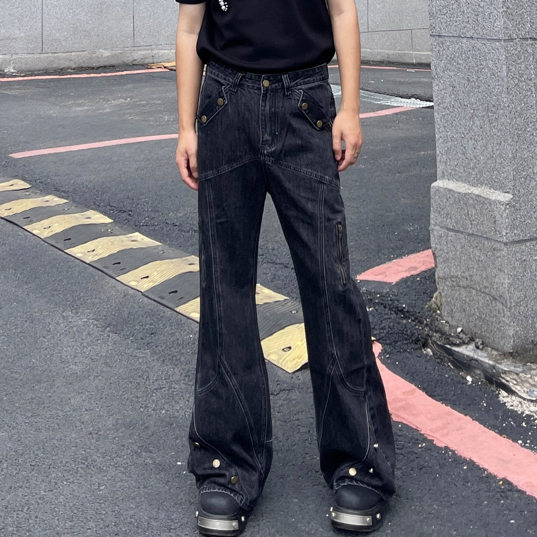 American Retro 3D Deconstructed Flared Trousers