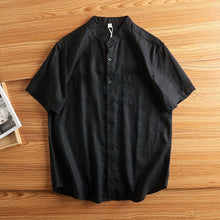 Load image into Gallery viewer, Linen Thin Retro Casual Stand Collar Shirt
