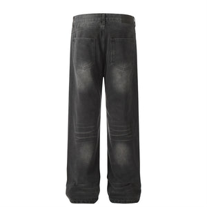 American Washed Distressed Wide-leg Jeans
