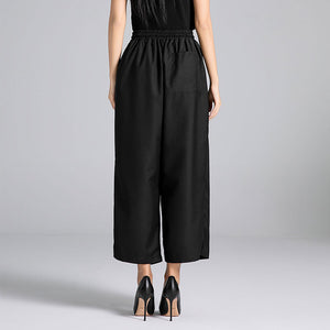 Retro Pleated High Waist Loose Straight Pants
