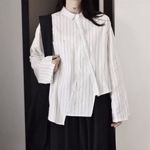 Load image into Gallery viewer, Striped Irregular Long-sleeved Shirt
