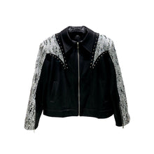 Load image into Gallery viewer, Heavy Rivet Sequin Patchwork Shoulder Pad Jacket
