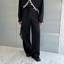 Load image into Gallery viewer, Tassel Belt Straight Irregular Patchwork Trousers
