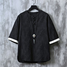 Load image into Gallery viewer, Round Neck Jacquard Short Sleeve Shirt

