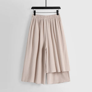 Linen Vintage Tie Wide Leg Straight Pants