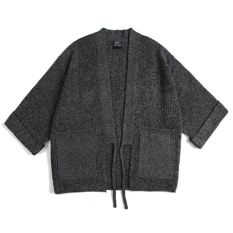 Japanese Retro Kendo Kimono Robe Loose Knitted Cardigan