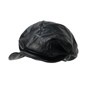 Dark Irregular Pleated PU Octagonal Hat