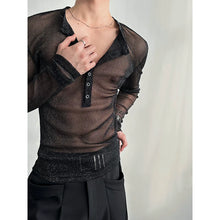 Load image into Gallery viewer, Glittery Sheer Long-Sleeved T-Shirt
