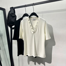 Load image into Gallery viewer, Button V-neck Slim Short T-shirt
