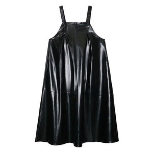 PU Leather Suspender Dress