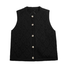 Load image into Gallery viewer, Round Neck Diamond Knitted Cardigan Vest
