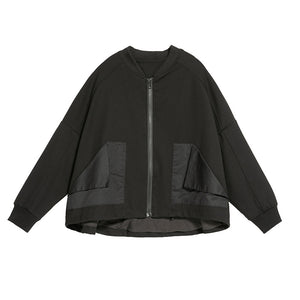 Black Loose Ruffle Long Sleeve Short Jacket