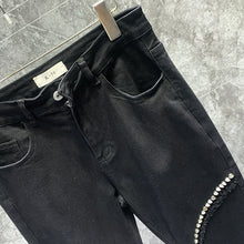Load image into Gallery viewer, Rivet Zipper Black Denim Slim Fit Pencil Pants
