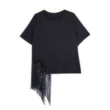 Load image into Gallery viewer, Heavy Tassel Round Neck Loose T-Shirt
