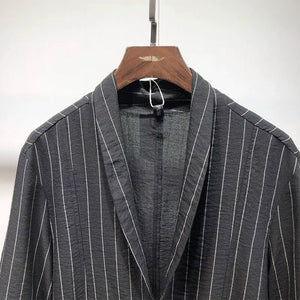 Loose Striped Three-quarter Sleeve Slim Fit Blazer Shirt