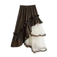 Load image into Gallery viewer, Contrast Color Panel Ruffled Mesh Skirt

