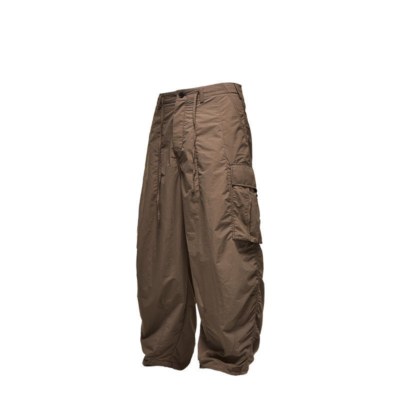 Fine Check Loose Workwear Wide-leg Pants