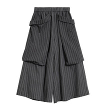 Load image into Gallery viewer, Women‘s Vertical Striped Wide-leg Cropped Trousers
