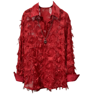 Vintage Feather Loose Long-sleeved Loose Shirt