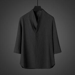 Vintage Ice Silk Loose Zen Clothes Half Sleeve T-shirt