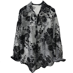 Retro Hollow Print Loose Casual Shirt