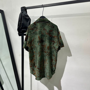Vintage Print Loose Lapel Shirt