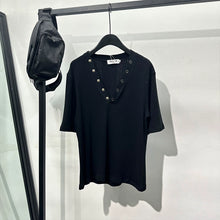 Load image into Gallery viewer, Button V-neck Slim Short T-shirt
