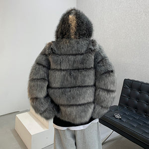 Winter Plush Hooded Cotton Coat