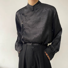 Load image into Gallery viewer, Irregular Jacquard Stand-up Collar Buttoned Tassel Casual Shirt
