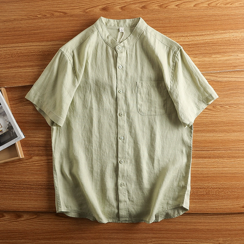 Linen Thin Retro Casual Stand Collar Shirt