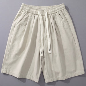 Cotton Elastic Drawstring Straight Loose Casual Shorts