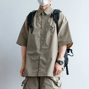 Japanese Functional Large Pocket Shirt Casual Loose Overalls Two-piece Set