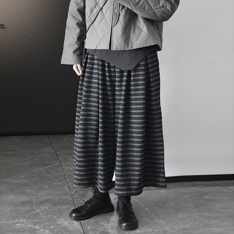 Thick Striped Cropped Trousers