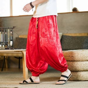 Retro Dragon Pattern Jacquard Harem Pants