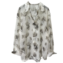 Load image into Gallery viewer, Semi-sheer Printed Loose-fit Long-sleeve Shirt
