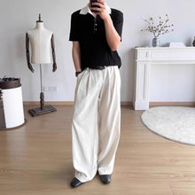Load image into Gallery viewer, Tencel Linen Double Pleat Straight Drape Trousers
