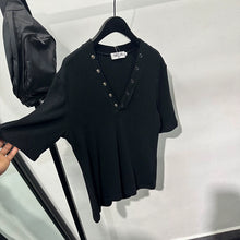 Load image into Gallery viewer, Button V-neck Slim Short T-shirt
