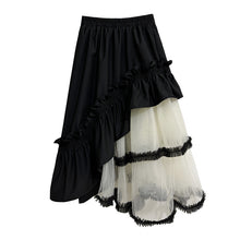 Load image into Gallery viewer, Contrast Color Panel Ruffled Mesh Skirt
