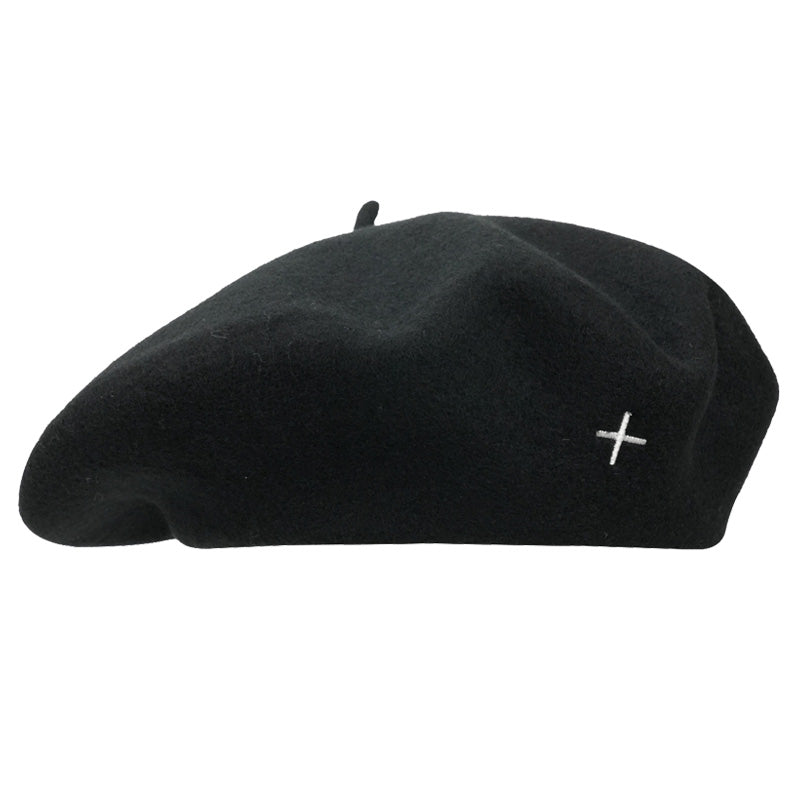 Dark Symbol Embroidered Wool Beret Hat